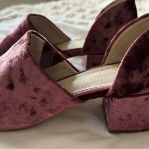 Anthropologie Red Velvet Heels